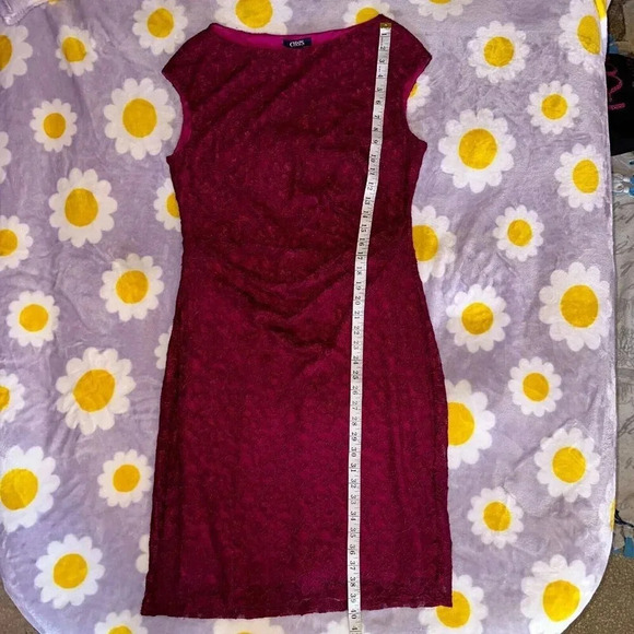 NWT Chaps Women's Red Sleeveless Ruched Lace Shift Sheath Dress Sz 14 $110 - Picture 6 of 7